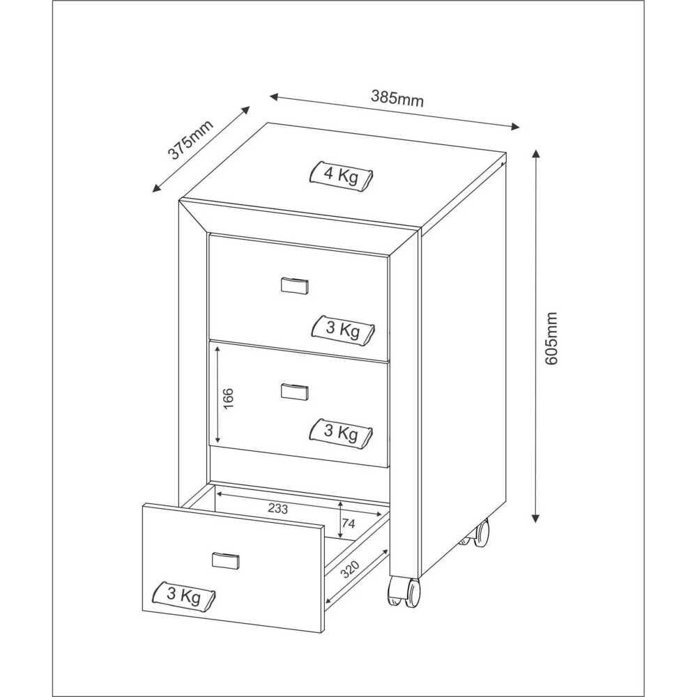 Gaveteiro com Rodízios Multimóveis CR25018 Branco