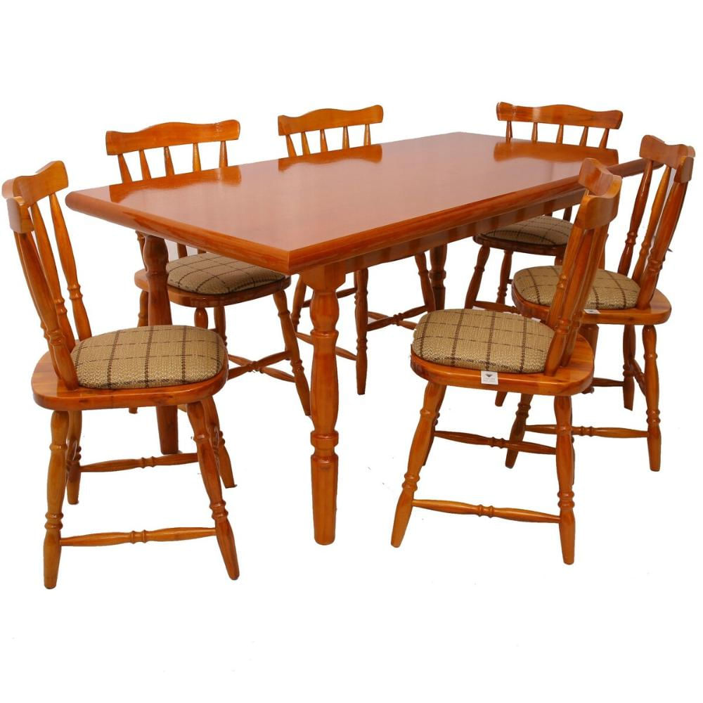 Conjunto Mesa de Jantar 160cm com 6 Cadeiras Estofadas Multimóveis CR50086