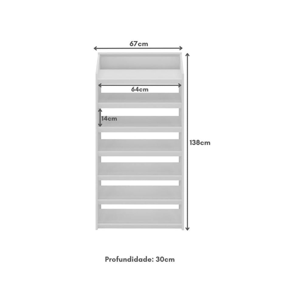 Sapateira Vertical 67cm 7 Prateleiras Multimóveis CR35252 Branco