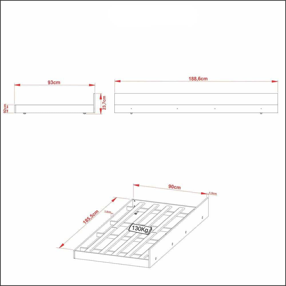 Cama de Solteiro Auxiliar para Colchão 88 x 188 cm Multimóveis CR35012 Amendoa