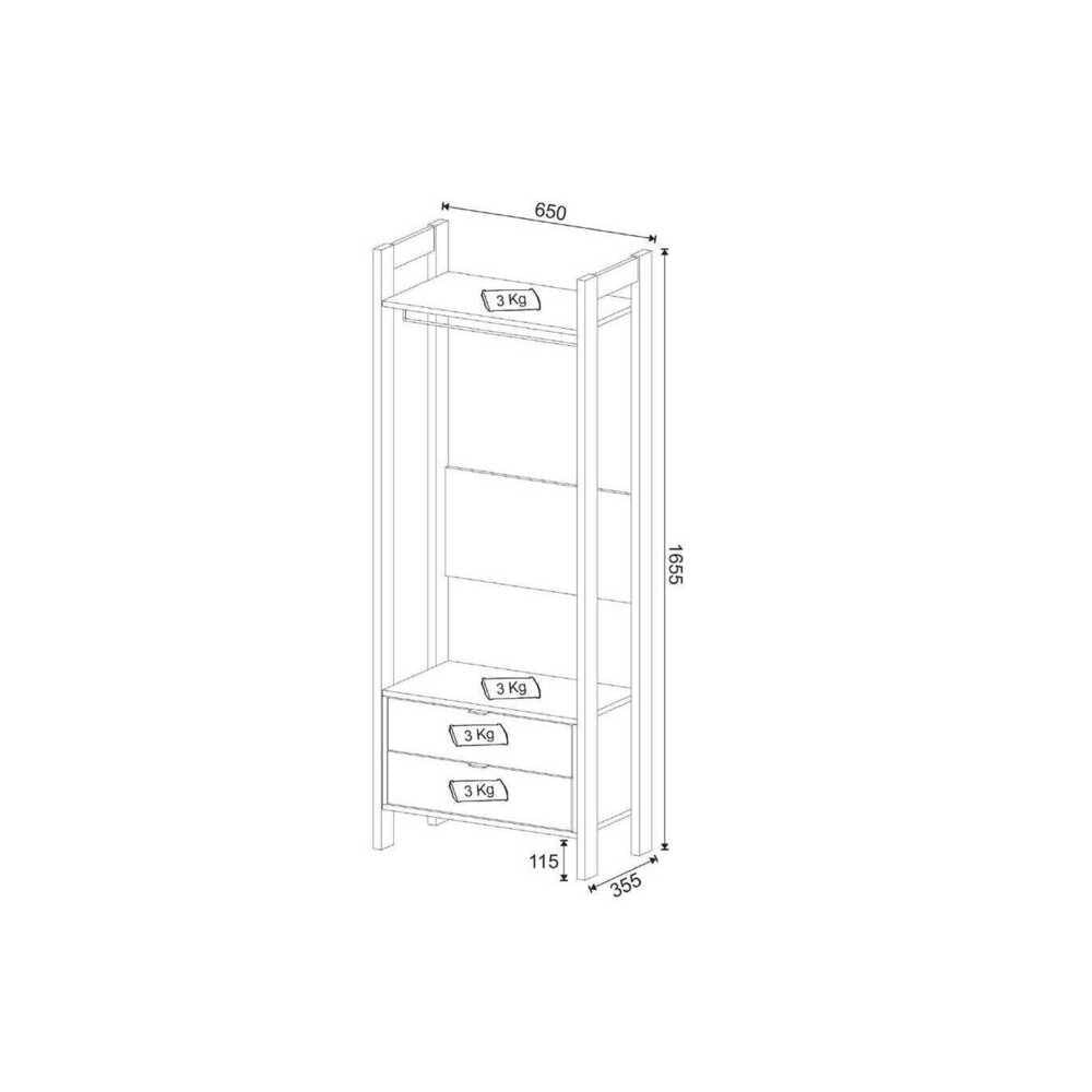 Armário Closet com 2 Gavetas Multimóveis CR35001 Branco/Nogal