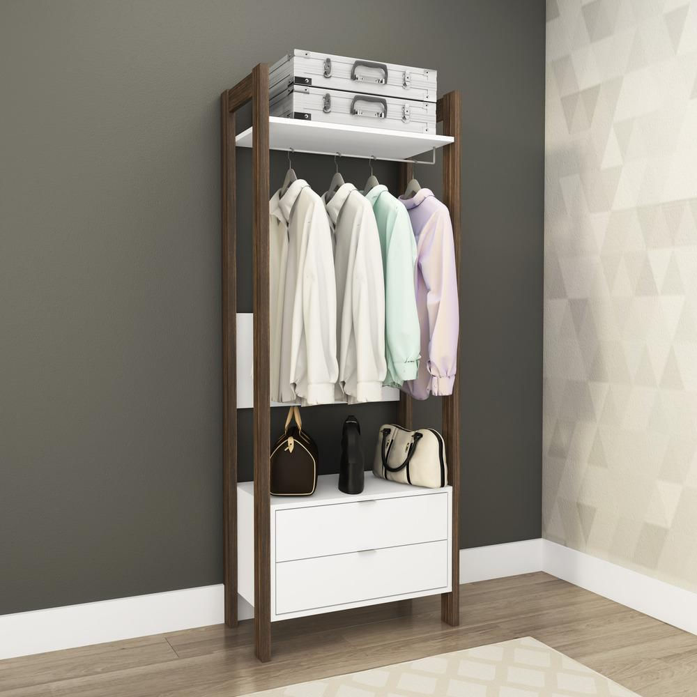 Armário Closet com 2 Gavetas Multimóveis CR35001 Branco/Nogal