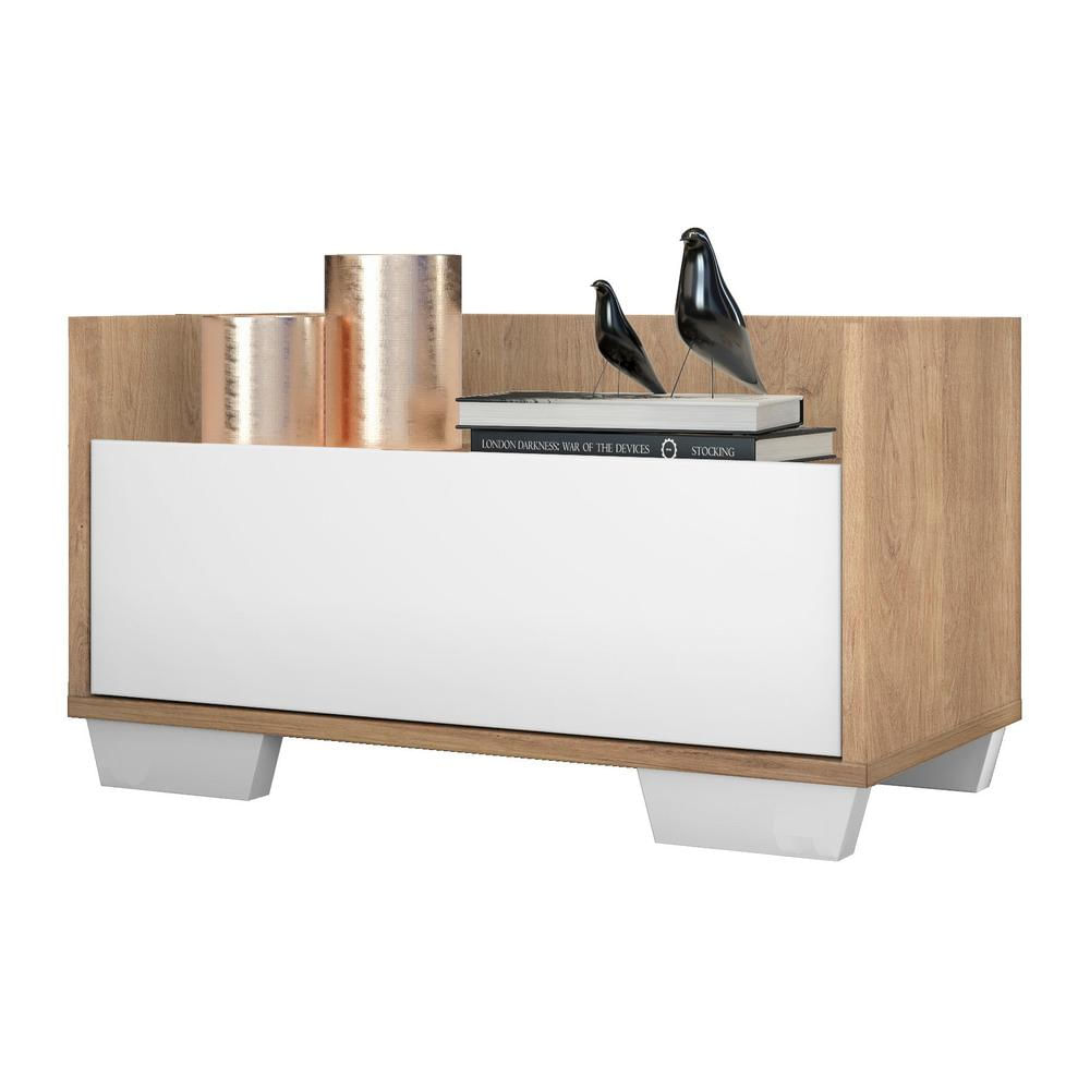 Mesa de Cabeceira 80 cm c/ Pés Quadrados Multimóveis Rustic/Branco