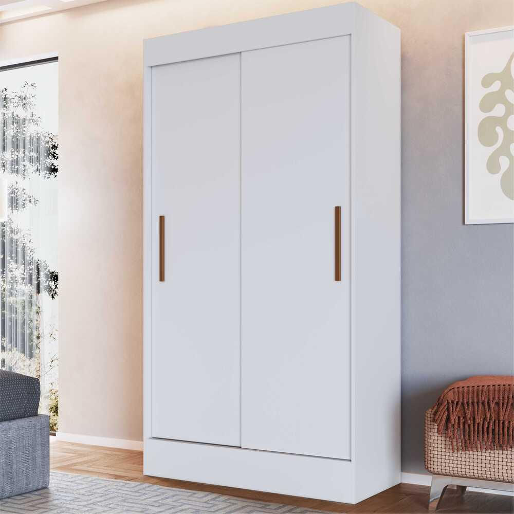 Guarda-Roupa 2 Portas Correr 2 Gavetas Milano Multimóveis CR4143 Branco