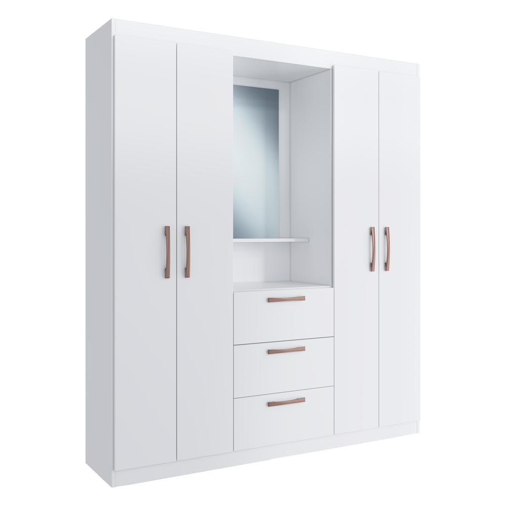 Guarda-Roupa com Espelho 4 Portas 3 Gavetas Siena Multimóveis CR4151 Branco