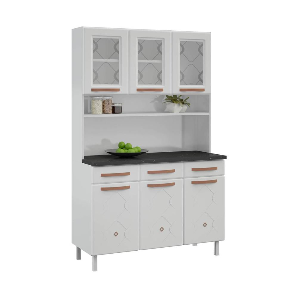 Armário de Cozinha de Aço Kit Triplo 120cm Regina Multimóveis CR6129 Branco