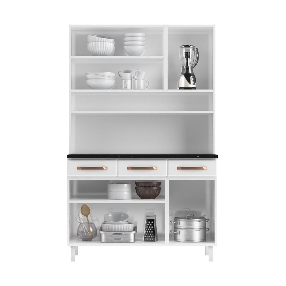 Armário de Cozinha de Aço Kit Triplo 120cm Regina Multimóveis CR6129 Branco