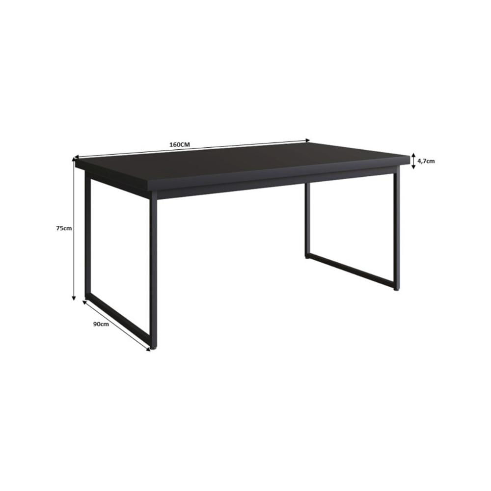 Mesa de Jantar 160cm Multimóveis CR20274 Preto