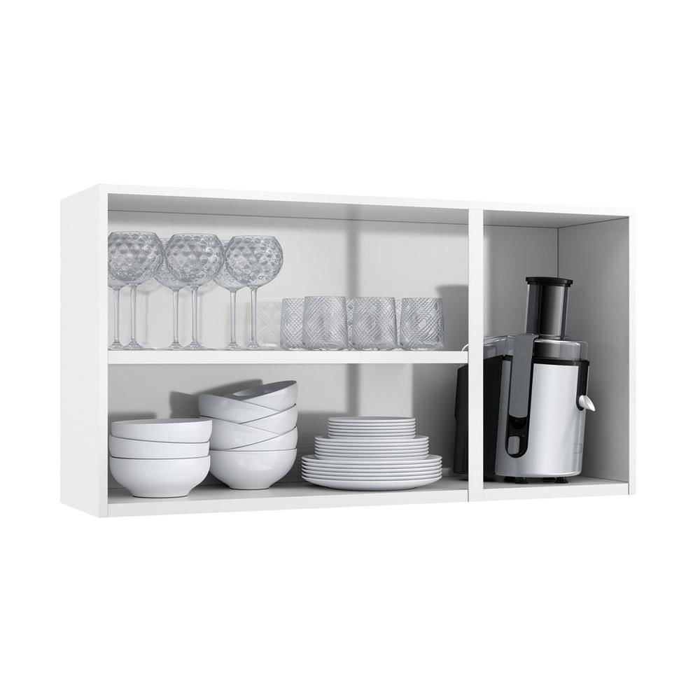 Armário de Cozinha de Aço Aéreo Triplo 105cm Rose Multimóveis Glass CR6089 Branco/Preto