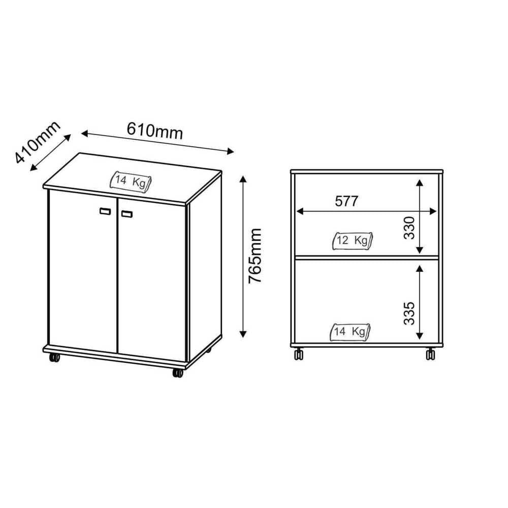 Balcão Multiuso com 2 Portas Multimóveis CR20003 Branco