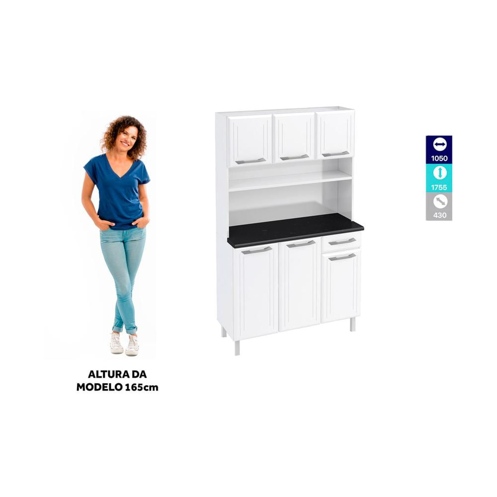 Armário de Cozinha de Aço Kit Triplo 105cm Rose Multimóveis Smart CR6095 Branco