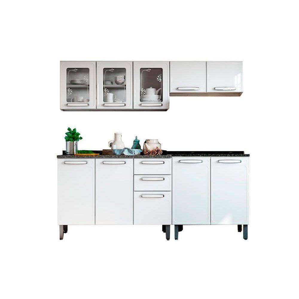 Cozinha Modulada Bertolini Evidence 4 Peças (2 Armários + 2 Balcões) C4P60 Branco