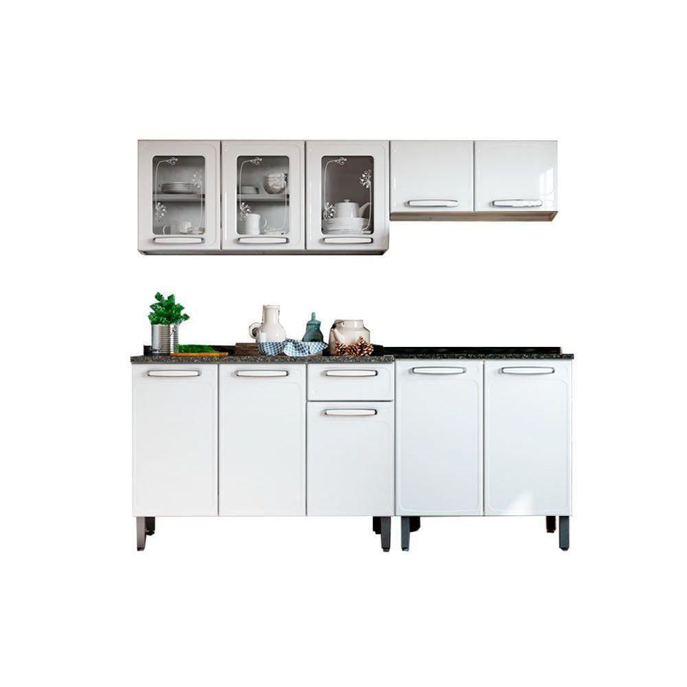 Cozinha Modulada Bertolini Evidence 4 Peças (2 Armários + 2 Balcões) C4P54 Branco