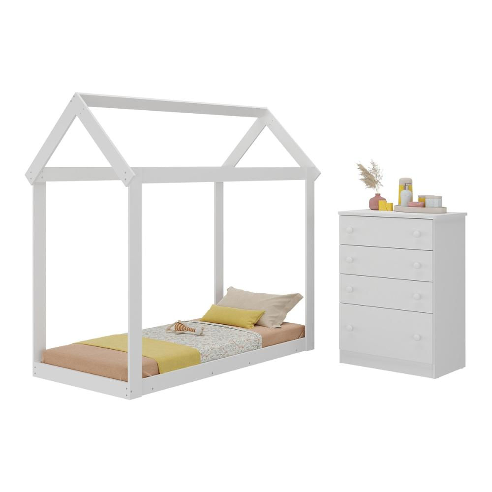 Quarto Infantil com Cama Montessoriana e Cômoda Flex João e Maria Multimóveis MX4273