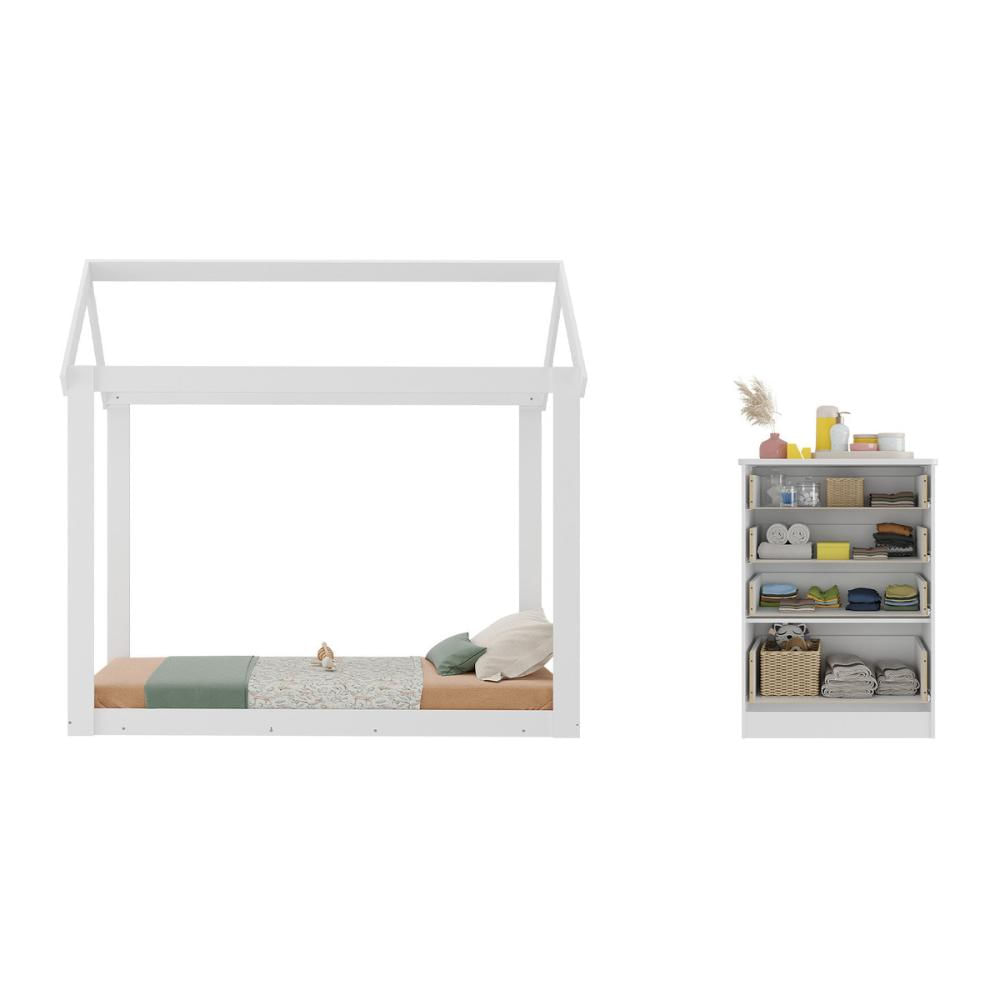 Quarto Infantil com Cama Montessoriana e Cômoda Flex João e Maria Multimóveis MX4273 Branco