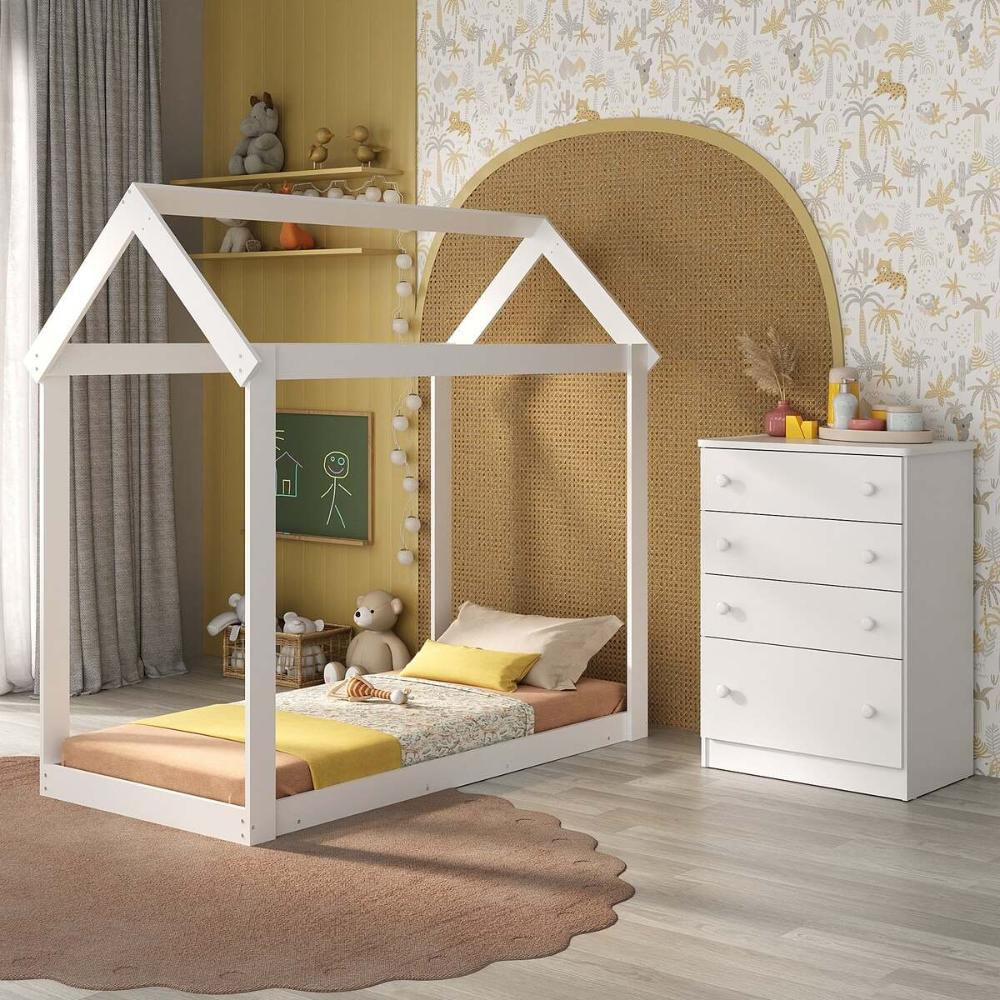 Quarto Infantil com Cama Montessoriana e Cômoda Flex João e Maria Multimóveis MX4273 Branco