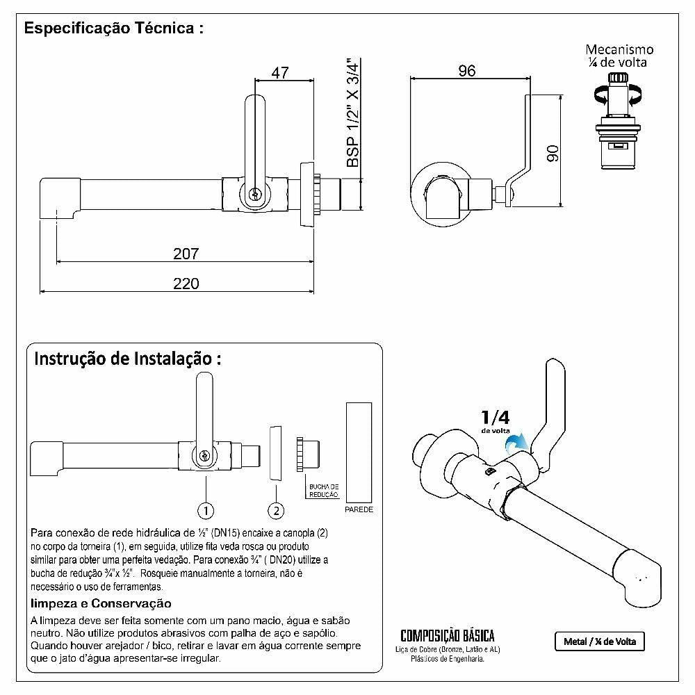 Kit Torneira Banheiro Industrial Ouro Velho Luxo + 1 Válvula