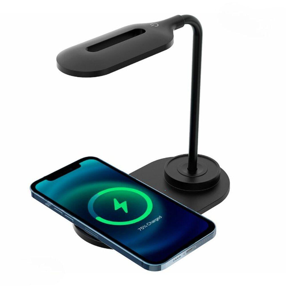 Luminária De Mesa Led Carregador Sem Fio Indução Celular Touch Articulável