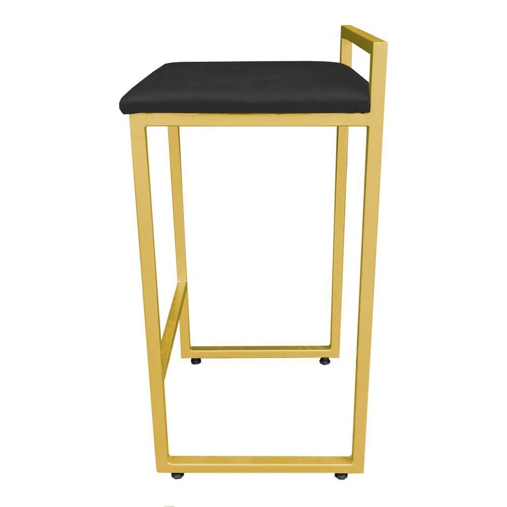 Banqueta Alta Lavínia Suede Base Dourado Preto