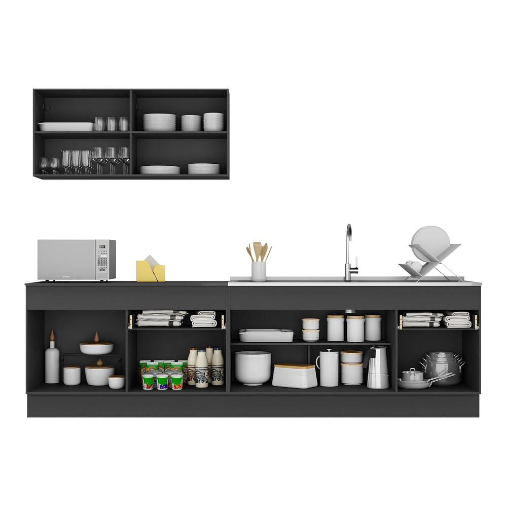 Armário de Cozinha Compacta com Rodapé Veneza Multimóveis MP2111.898 Preto/Branco