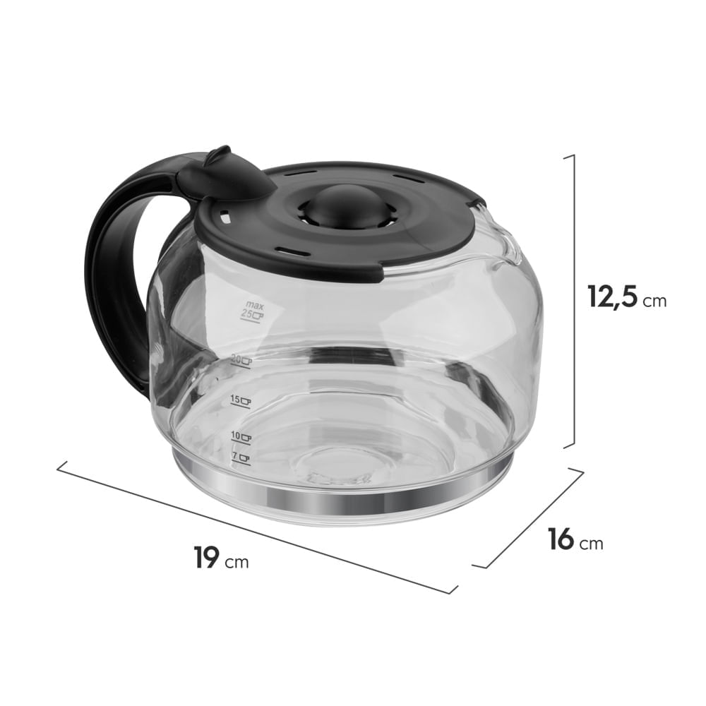 Jarra de Vidro Electrolux 1,25L Original para Cafeteira Easyline (GJCM04) Não se aplica