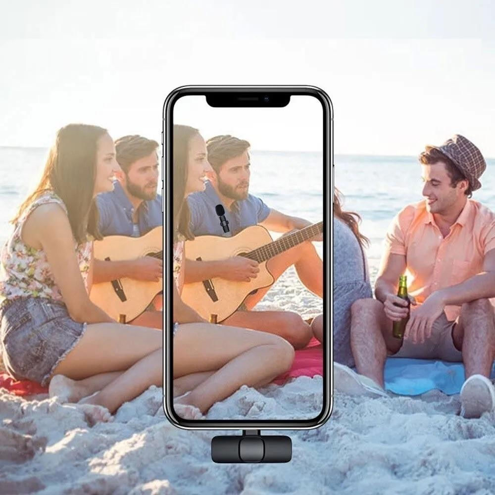 Microfone Lapela Sem Fio 2.4Ghz Compatível Com iPhone iPad Lightning