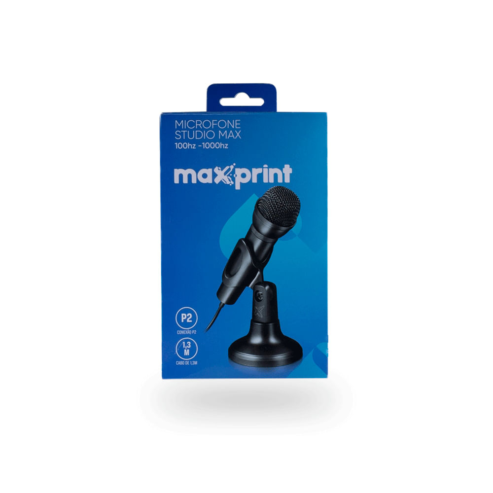 Microfone de Mesa Studio Max Black P2 3.5 mm - Maxprint