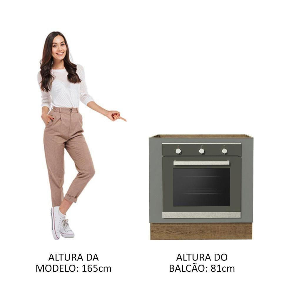 Balcão Forno Embutir 80x60cm Sem Tampo Rustic/cinza