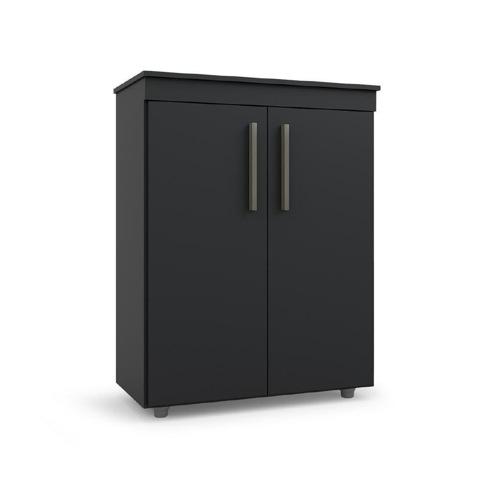 Armário Multiuso Organizador Office 2 Portas Preto Batrol Preto