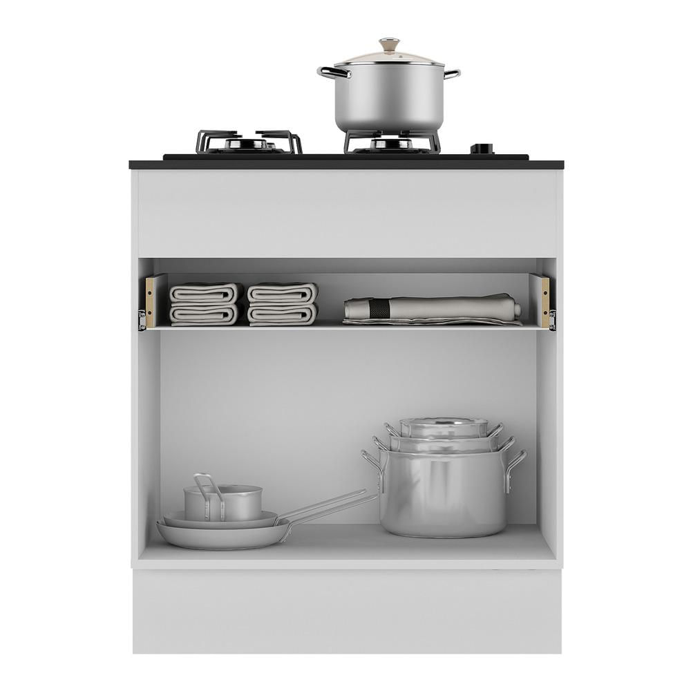 Balcão Cozinha com Rodapé para Cooktop 70 cm 1 Porta 1 Gaveta Veneza Multimóveis MP2118.891 Branco