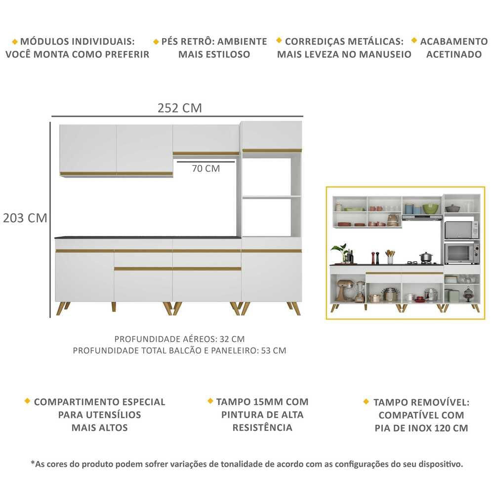 Armário de Cozinha Completa Multimóveis Veneza GW FG3713 Branca