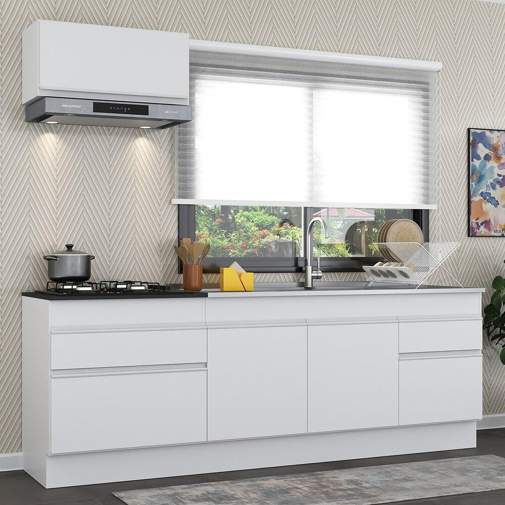 Armário de Cozinha Compacta com Rodapé Veneza Multimóveis MP2109.891 Branco