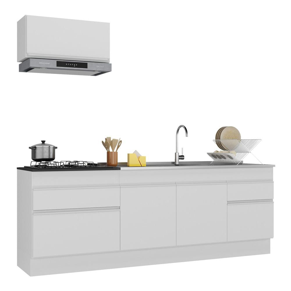 Armário de Cozinha Compacta com Rodapé Veneza Multimóveis MP2109.891 Branco