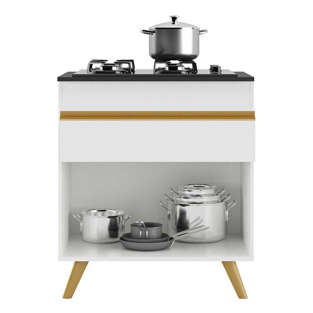 Balcão Cozinha para Cooktop 70 cm 1 Porta 1 Gaveta Veneza GW Multimóveis Branco