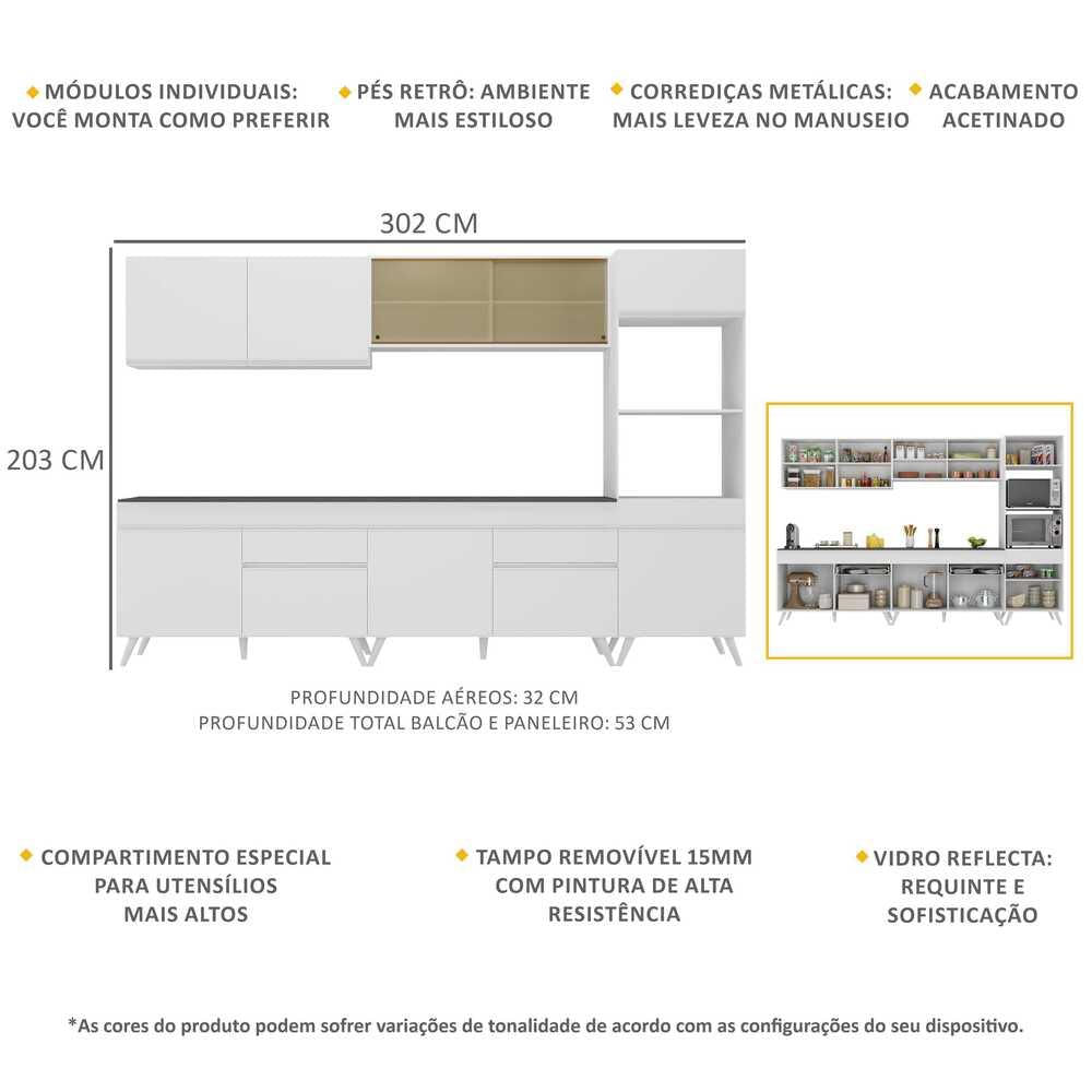 Armário de Cozinha Completa 5 peças MP3689.891 Veneza Multimóveis Branco