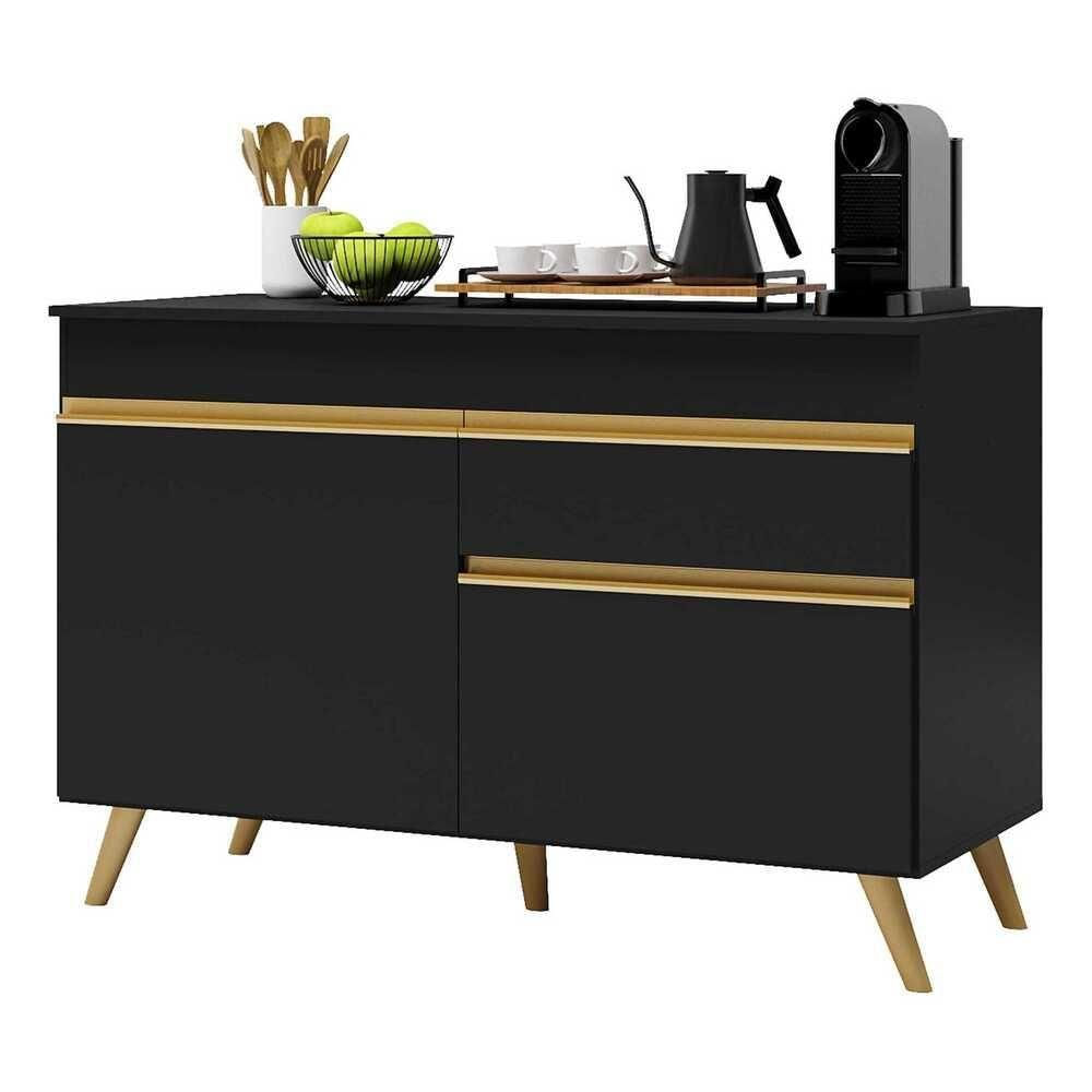 Balcão Cozinha Gabinete Pia 120cm 2 Portas Multimóveis Preto