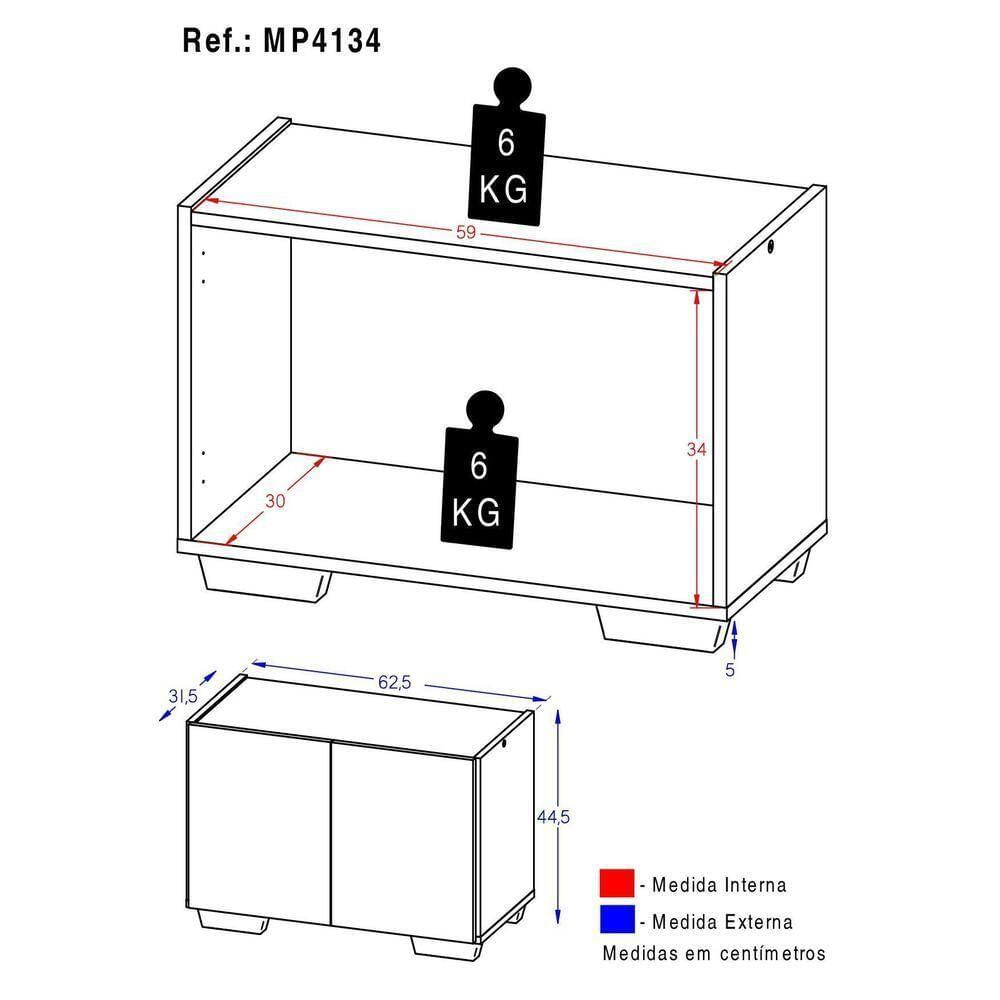 Mesa De Cabeceira Com Pés 2 Portas Multimóveis Mp4134 Preta