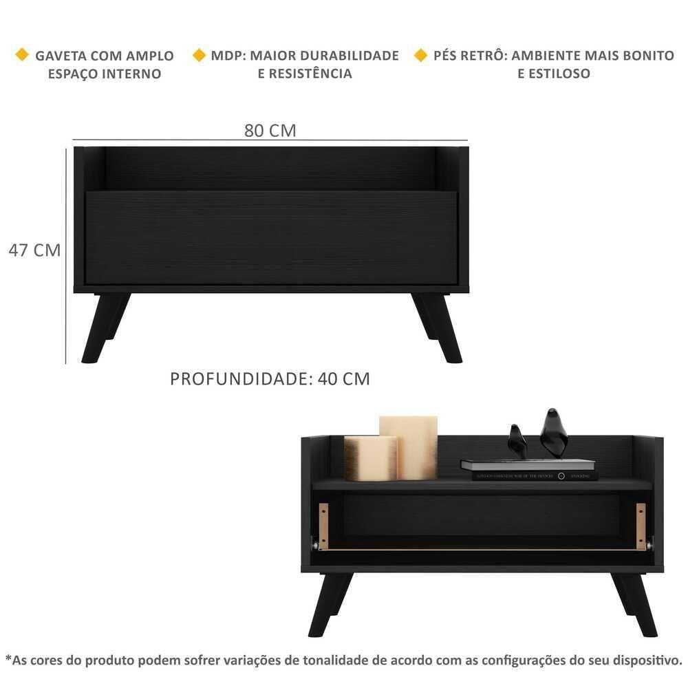 Gabinete De Banheiro Retrô 80 Cm Fg5000 Preto