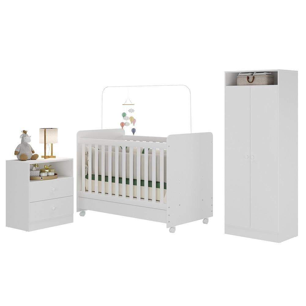 Quarto Infantil Completo Com Colchão Incluso Ariel Branco