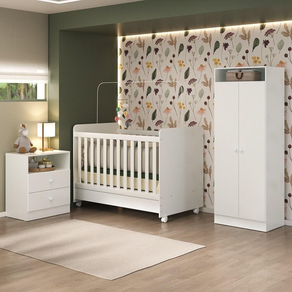 Quarto Infantil Completo Com Colchão Incluso Ariel Branco