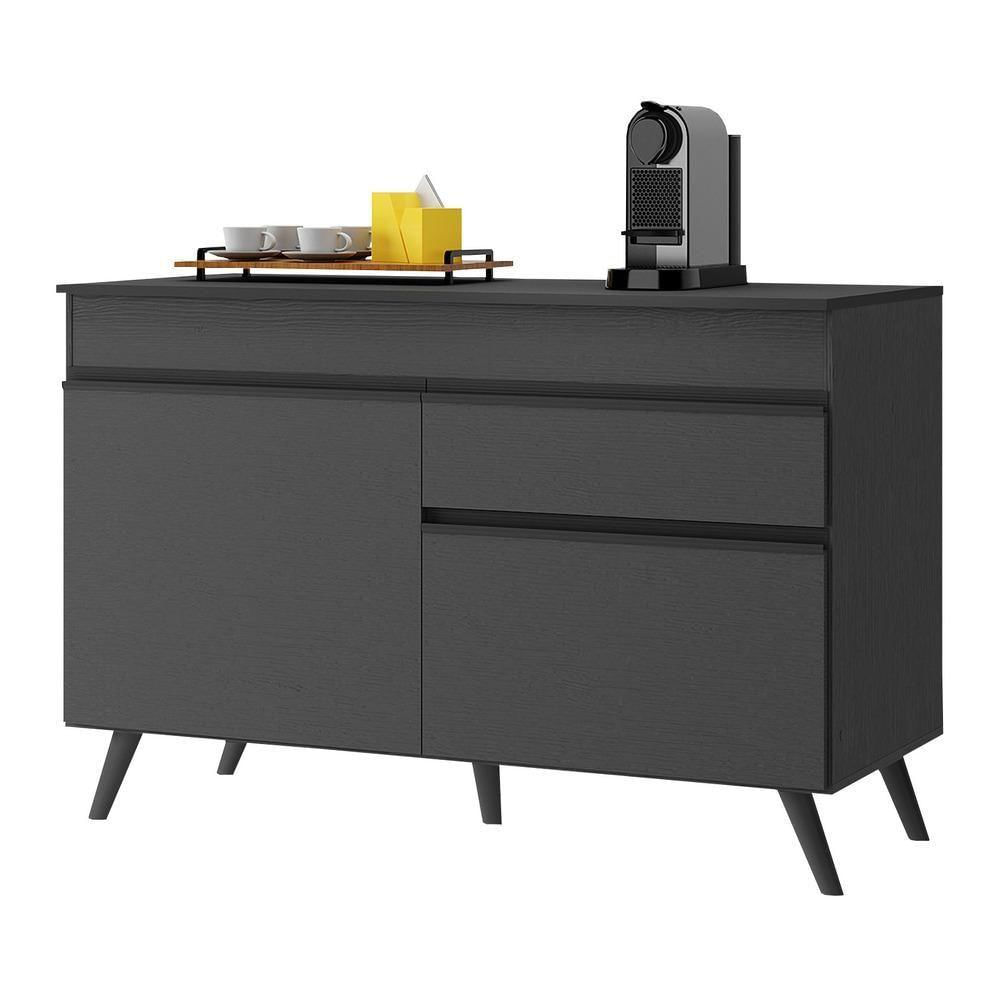 Balcão Cozinha 120cm 2 Portas 1 Gaveta Veneza V3680 Preto