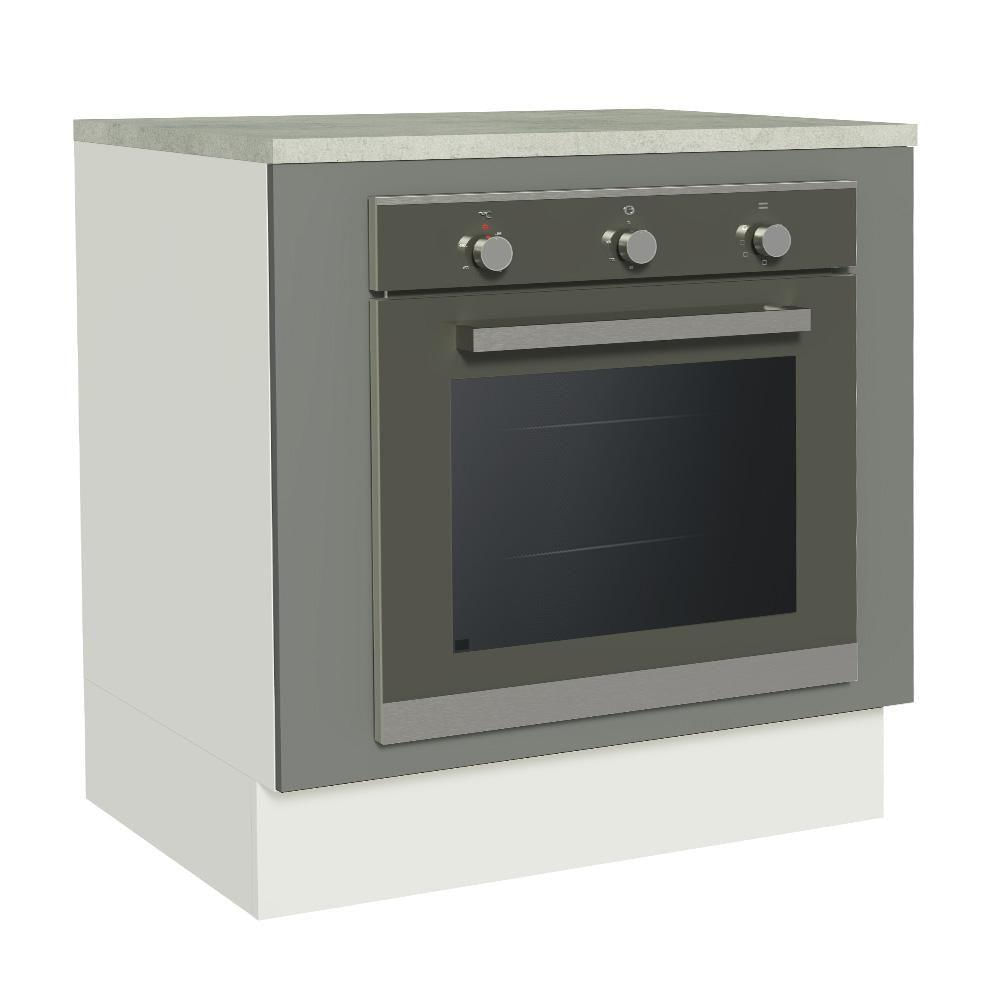 Balcão Forno Embutir 80x60cm Com Tampo Branco/cinza