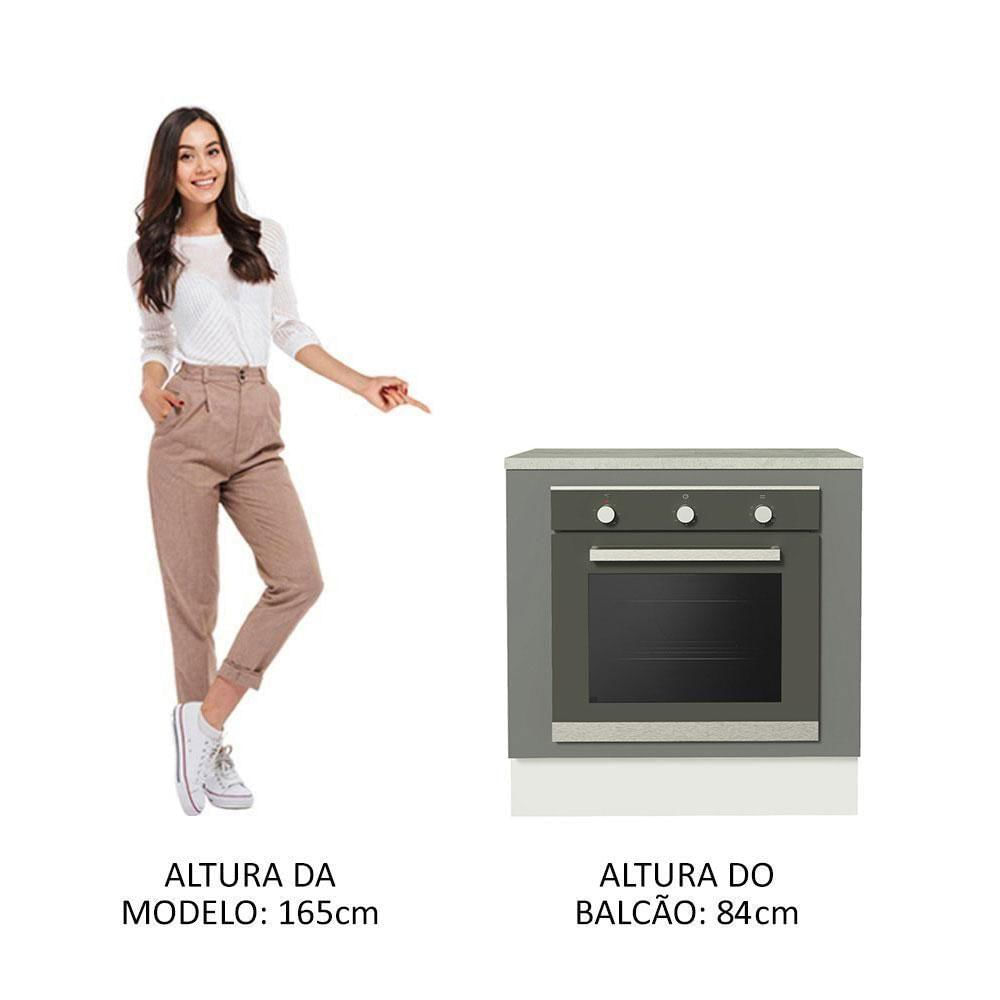 Balcão Forno Embutir 80x60cm Com Tampo Branco/cinza