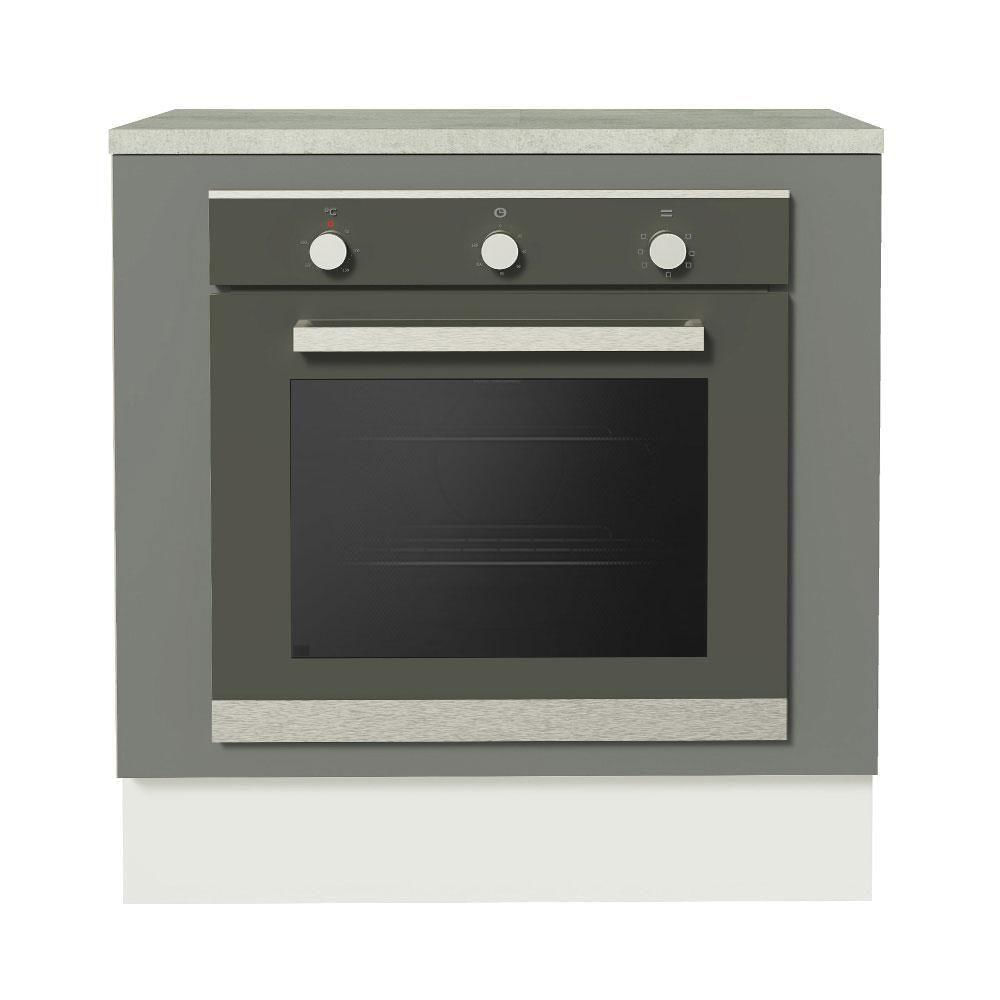 Balcão Forno Embutir 80x60cm Com Tampo Branco/cinza