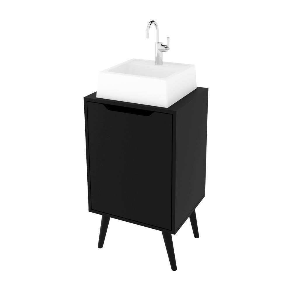 Gabinete Banheiro 45cm 1 Prt Retrô Multimóveis Cr10120 Preto