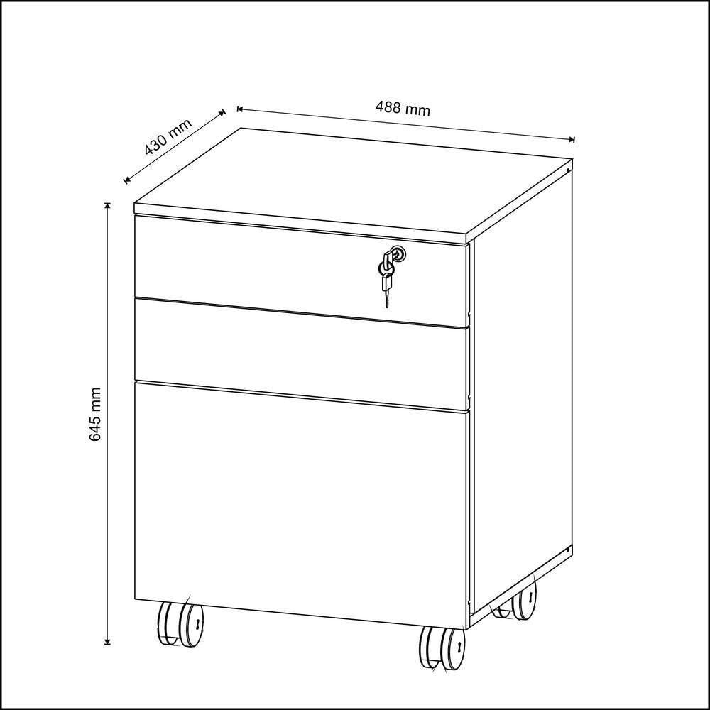 Gaveteiro Arquivo Com Chave E Rodízios Cr25045 Branco