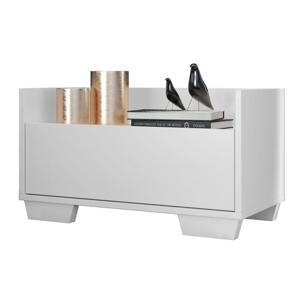 Mesa De Cabeceira 80Cm Multimóveis V4001 Branca Branco