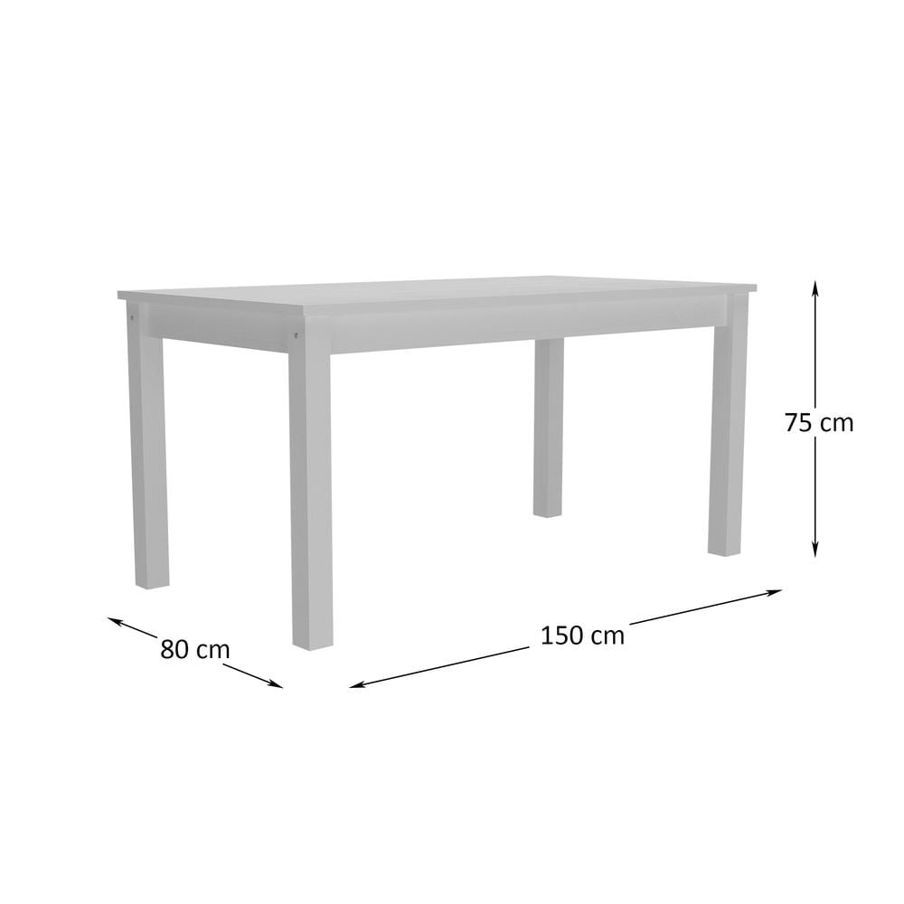 Mesa de Jantar Madeira Maciça/MDP 150cm Lívia Multimóveis CR5094 Branca