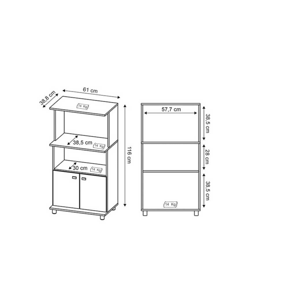 Balcão Multiuso para Forno e Microondas com 2 Portas Multimóveis CR20004 Branco