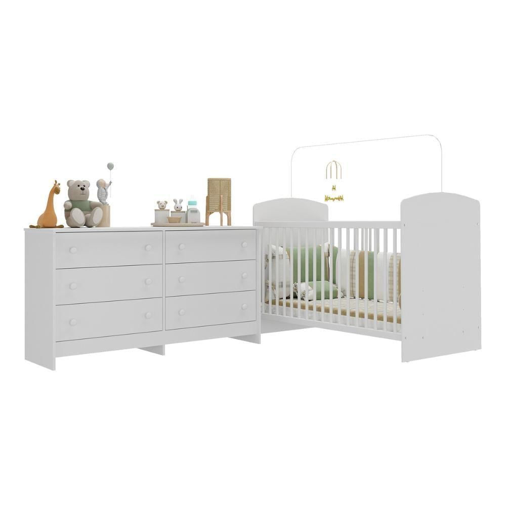 Berço Para Colchão 130 X 60cm Com Cômoda Ana Lívia Multimóveis Branco